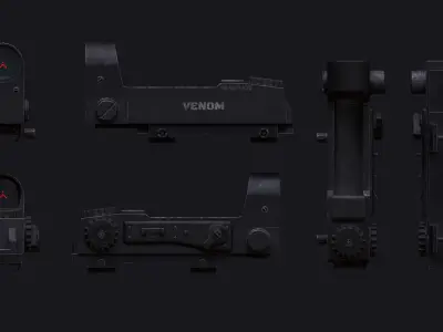 Venom Red Dot Sight Low-poly 3D model