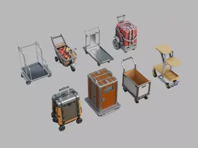 Trolleys Pack Collection Low-poly 3D model