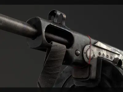 PBR Soviet PPSh-41 Obrez Low-poly 3D model