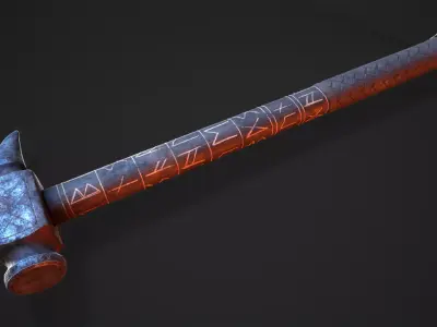Viking War Hammer Low-poly 3D model