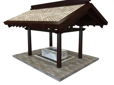 Oriental Gate Low-poly 3D model