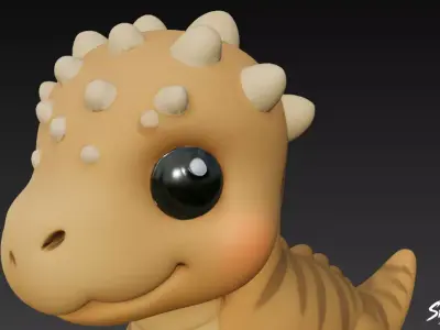 Cartoon Plush Pachycephalosaurus Low-poly 3D model