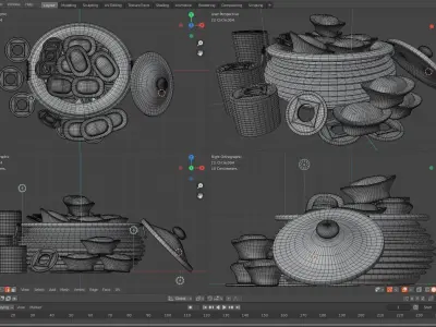 Pot Japanese of Gold 3D model