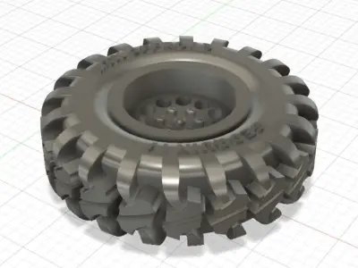 MTX Off-Road Wheel with Tires and Disc Brakes 3D print model