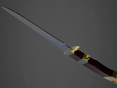 PBR-Enhanced Rustic Artisanal Knife - Old West Style Low-poly 3D model