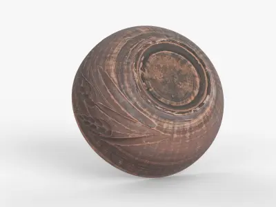Photorealistic 3D scan of deep clay bowl plate Low-poly 3D model