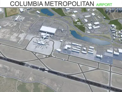 Columbia Metropolitan Airport 10km Low-poly 3D model