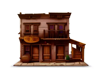 Stylized Wild West Saloon Building Low-poly 3D model