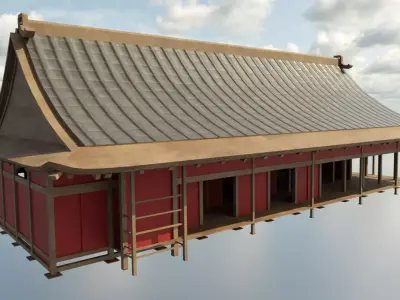 Modular Asian Building Low-poly 3D model