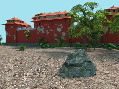 low poly chinese temple Low-poly 3D model