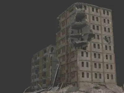 destroyed building Low-poly 3D model