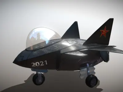 Cartoon Airplane J-20 Low-poly 3D model
