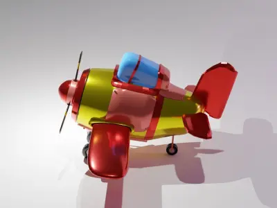 Cartoon stylized airplane Low-poly 3D model Low-poly 3D model