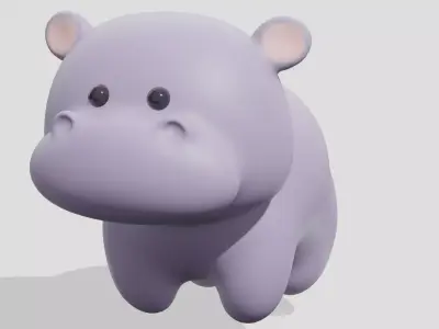 Cute little hippo  3D model