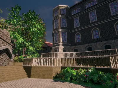 Modular Medieval Castle Fort  Castle Walls Low-poly 3D model