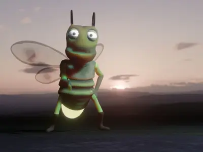 FIREFLY  animated Low-poly 3D model