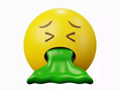 Green Vomit Yellow Ball Emoticon Emoji or Smiley 3D model