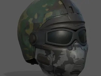 Helmet scifi armor combat military fantasy cyborg  Low-poly 3D model