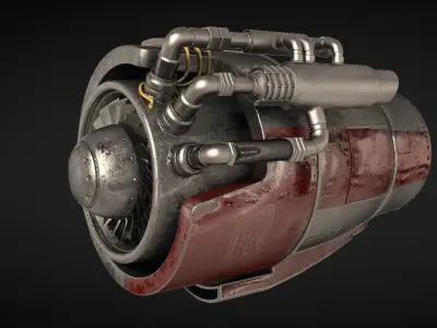 jet engine Low-poly 3D model