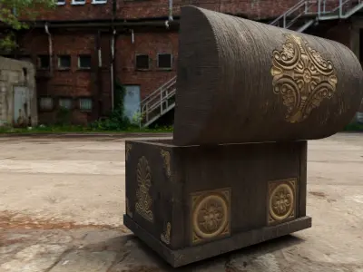 Medieval chest with ornaments Free low-poly 3D model