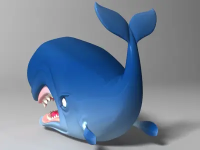 Monstro Cartoon Whale Rigged Low-poly 3D model
