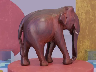 Elephant wood handmade sculpture 01 high-poly 3D model
