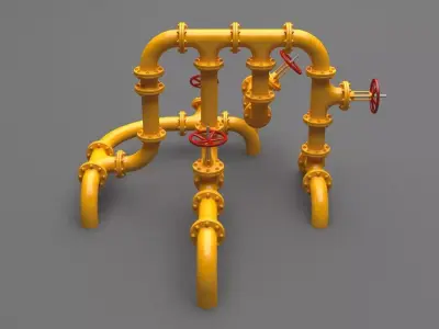 PBR Industrial Pipes Middle Low-poly 3D model