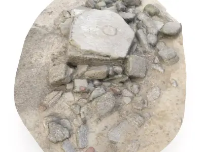 WW2 Gun Casemate Destroyed 2 - High and Low Poly Versions Low-poly 3D model