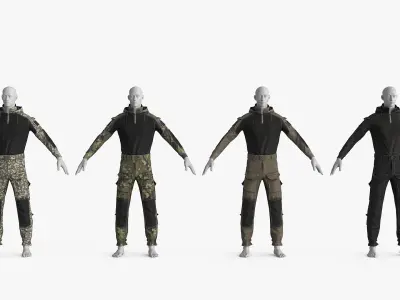 Combat Uniform 4 Colors Low-poly 3D model