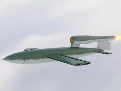 V1 Flying Bomb Animation Low-poly 3D model