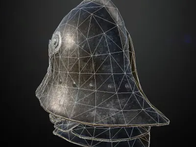 HELMET5 Game Ready medieval helmet Low-poly 3D model
