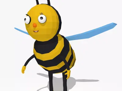 Cartoon Bee in Low Poly Style Low-poly 3D model