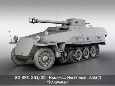 SDKFZ 251 22 - Ausf D - Pakwagen 3D model