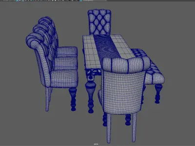 Dining Table and Chair Set 3D Model Game Ready UV Mapped Low-poly 3D model