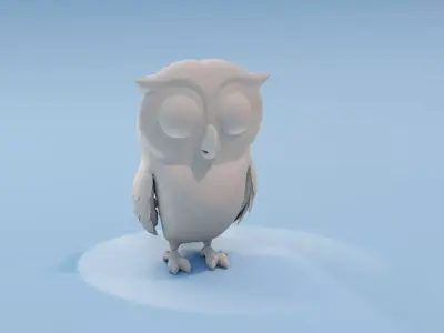 Cartoon Owl Animated and Rigged Base Mesh 3D Model Low-poly 3D model