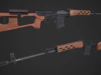 SVD Dragunov Sniper Rifle Low-poly 3D model