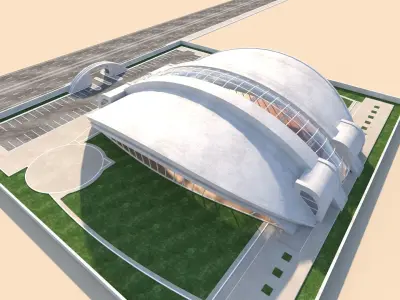 exhibition center exterior and interior 3D model