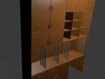 Furniture  big cupboard with shelves 2 Free low-poly 3D model