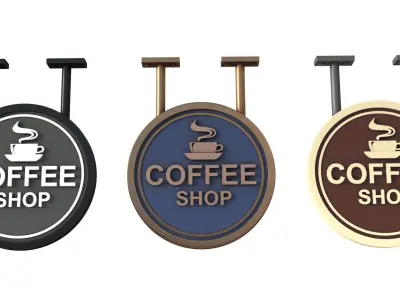 Signboards coffee shop 3D model