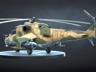 Mi-24 Helicopter Low-Poly Low-poly 3D model