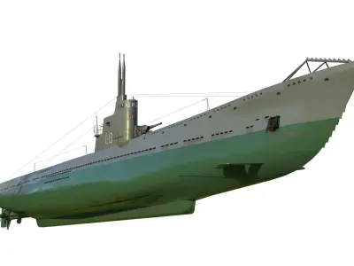 Soviet submarine S-13 Stalinets class submarine Low-poly 3D model