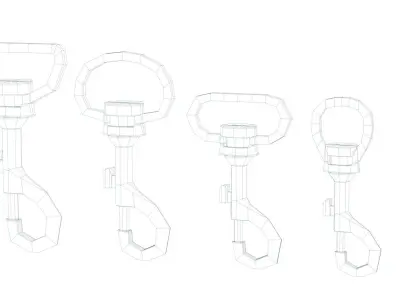 Set of 4 Metal Carabiner LowPoly Low-poly 3D model Low-poly 3D model