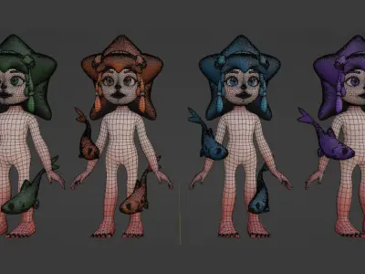 Pisces Character Girl 3D model 3D model