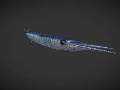 SwordFish fish with long tail Low-poly 3D model