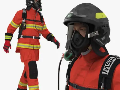 Firefighter Fully Equipped Rigged 3D model