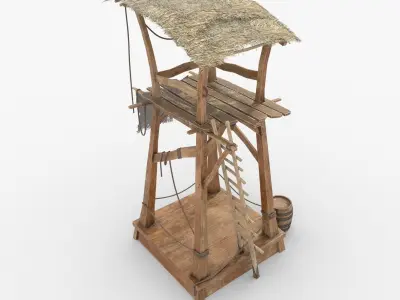 Wooden pirate watch tower Low-poly 3D model