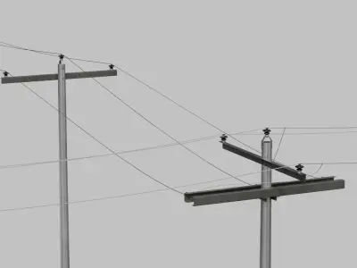 Utility Pole - Metal Mast with Single Crossarms 3D model