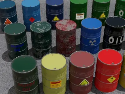 30 Barrel 3D models Low-poly 3D model