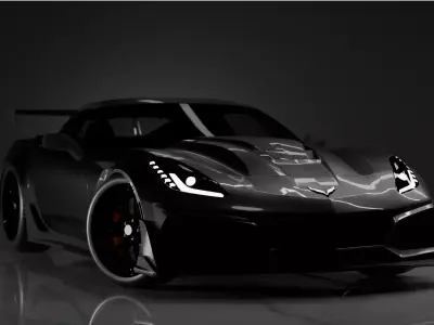 Corvette C7 ZR1 - Blacked Out Nacev - Rigged 3D Free 3D model