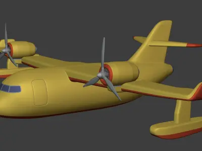 Generic Firefighting Aircraft - Airplane - Seaplane - Floatplane Low-poly 3D model